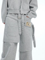 【25s Apr.】Deconstructed Ribbon Loose Mock Two-piece Sweatshirt Suit