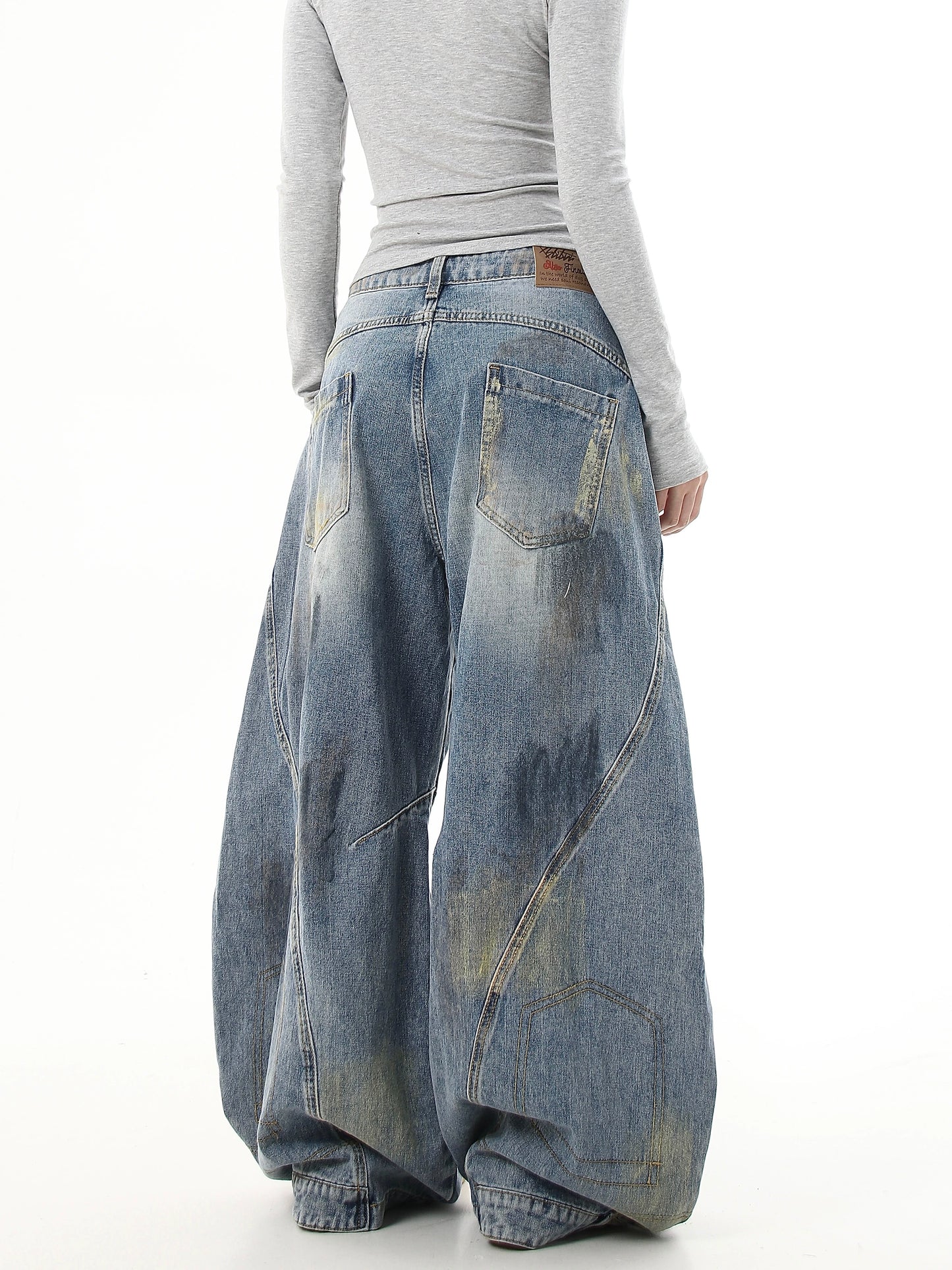【25s Jul.】Vintage Dirty Distressed Graffiti Machete Jeans