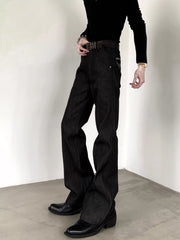 Music Note Raw Denim Flared Jeans