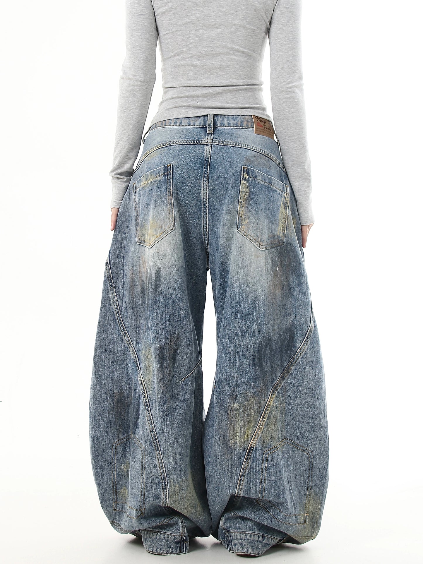 【25s Jul.】Vintage Dirty Distressed Graffiti Machete Jeans