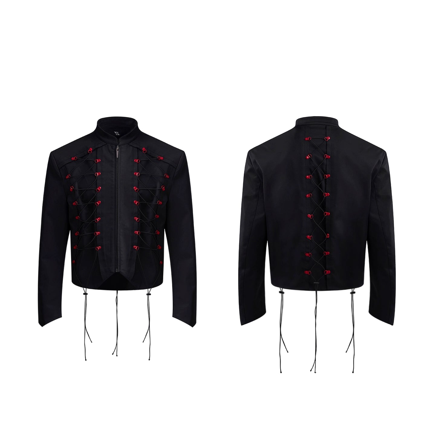 【25s Aug.】Metal Buckle Drawstring Stand Collar Short Jacket