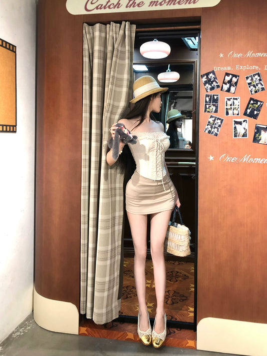 【25s Aug.】Two-Piece Fishbone Corset Top and Skirt Set