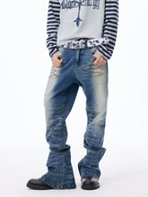 Washed Paint Splatter Curved Skinny Jeans