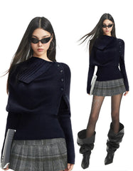 【25s Dec.】High-neck Knit Long-sleeved Base Layer/ Pleated Skirt