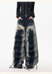 【25s Dec.】Distressed Patchwork Punk Wasteland Style Jeans