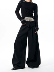 【25s Oct.】Foldable Waistband Vertical Striped Trousers