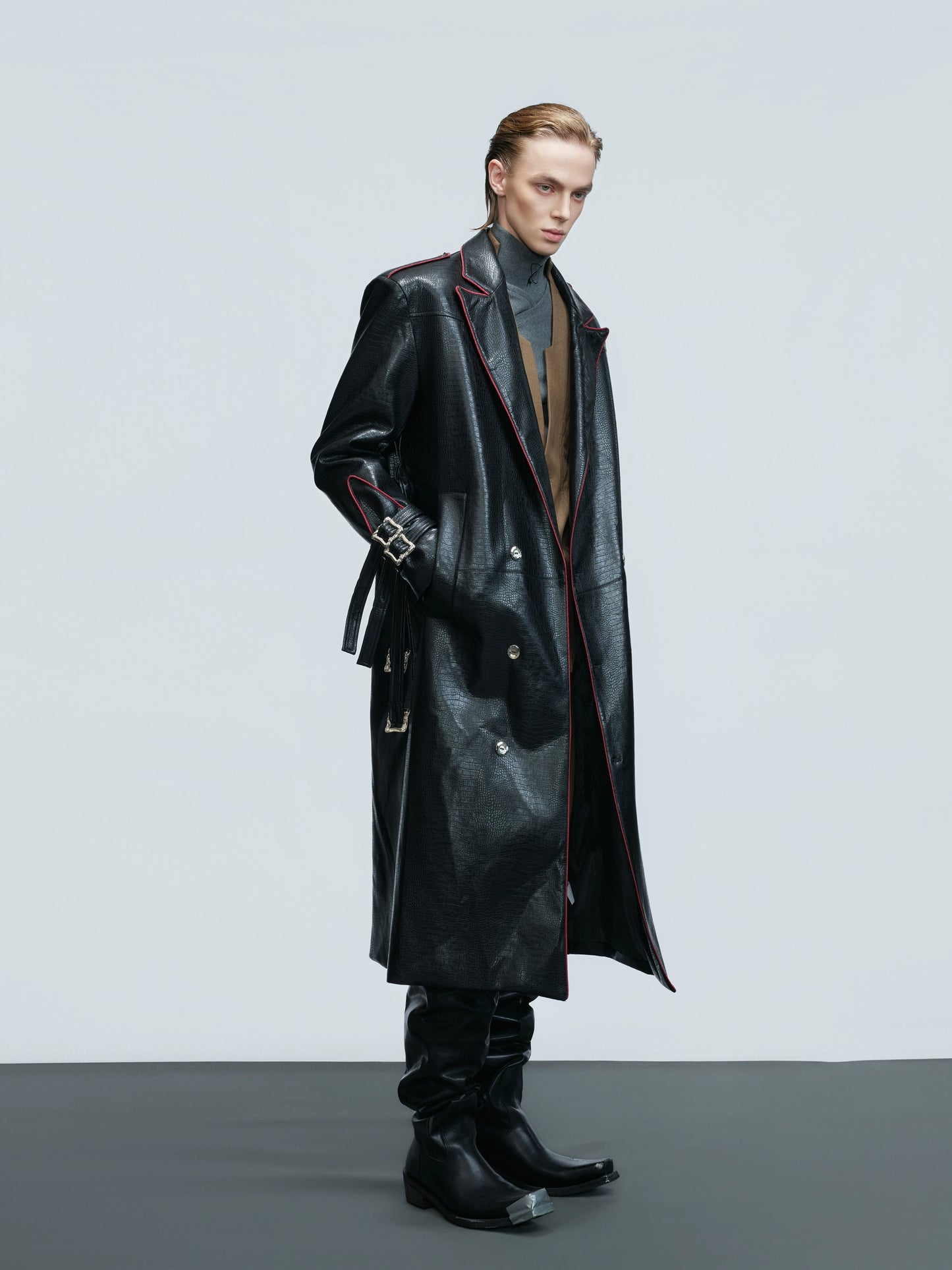 【25s Nov.】Heavy Deconstructed Crocodile Leather Coat