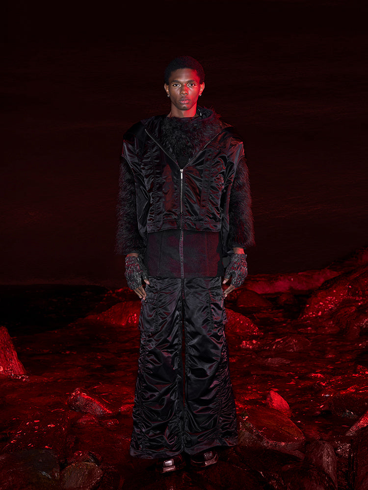 【25s Apr.】Hollow Sleeves Pleated Flight Jacket + Pleated Pants