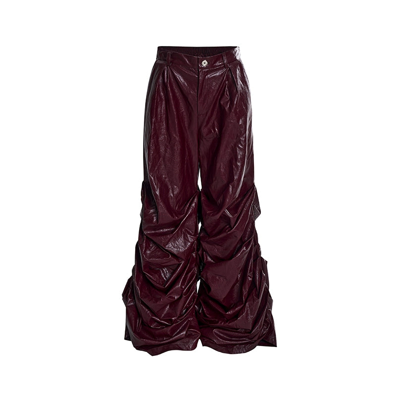 【24s Nov.】Men's Wide-Leg Ruched Leather Pants ArtsKoreanMan