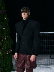 Wool Shoulder-puff Wool Suit Jacket