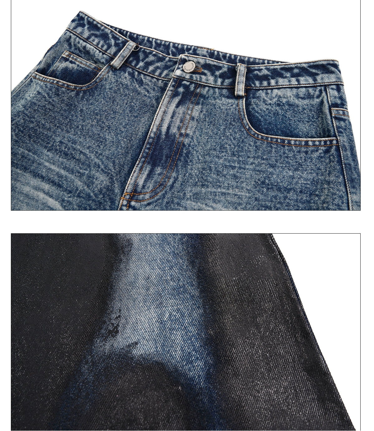 Heavy Waxed Flared Tassel Jeans