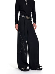 【25s Sep.】Patchwork Rhinestone Draped Suit Pants