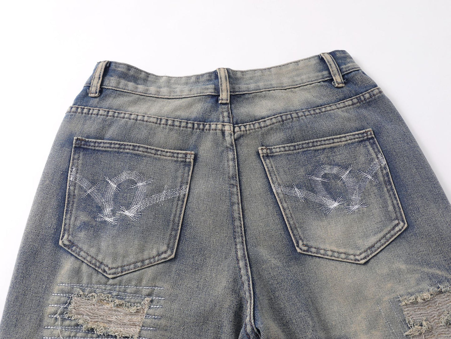 【25s Mar.】Personalized Camouflage Patchwork Loose Jeans