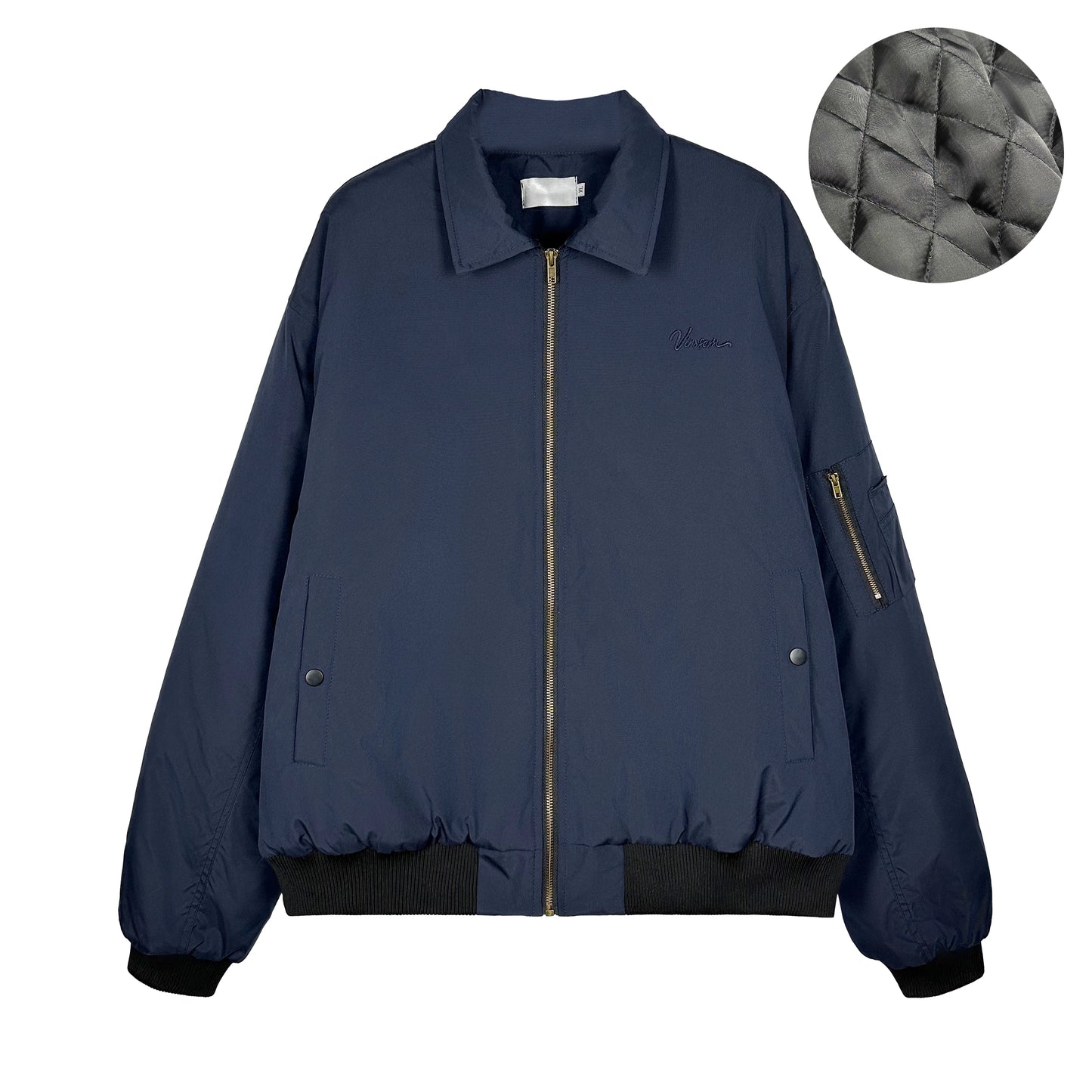 【25s Jul.】Bomber-Style Pilot Jacket with Turn-Down Collar