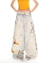 【25s Jun.】Burnout Lace Print Heavyweight Denim Wide-Leg Pants
