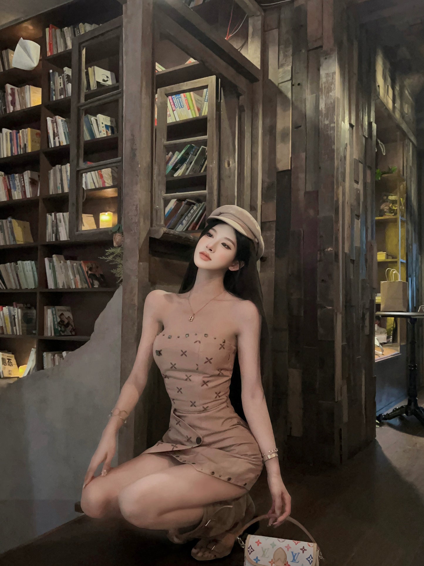 【25s Aug.】Sleeveless Strapless Floral Dress