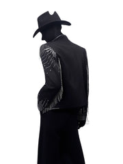 Rhinestone Fringe Cropped Blazer