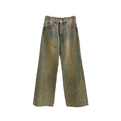 【25s Jul.】Crystal Rhinestone Straight-Leg Jeans
