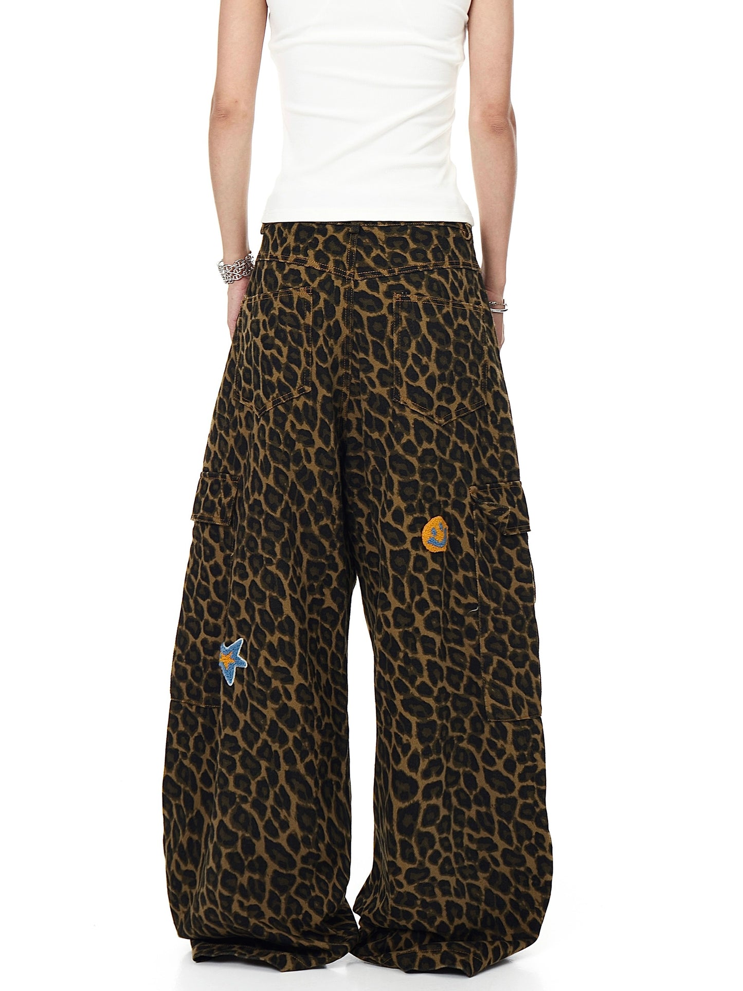 【25s Aug.】Vintage Patchwork Embroidered Leopard Print Jeans