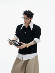 【25s Sep.】Textured Mock Two-piece Shirt Stitching Sweater