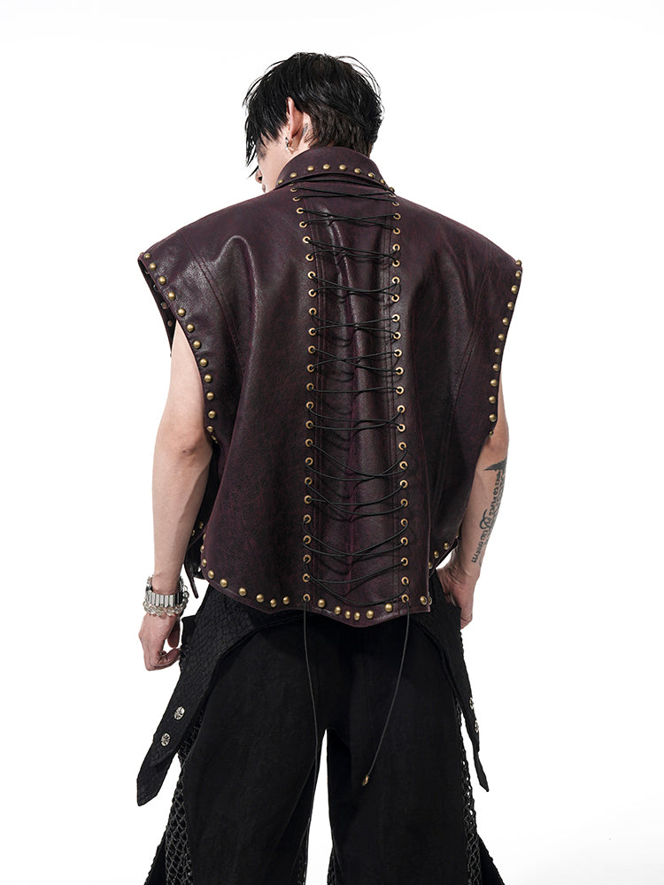 【25s Apr.】Studded Moto Punk Leather Vest