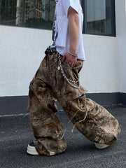 【25s Jun.】Vintage Sand Snake Camouflage Punk Pants