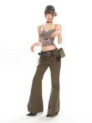 【25s Jun.】Leopard Lace Contrast Strap Cami Top