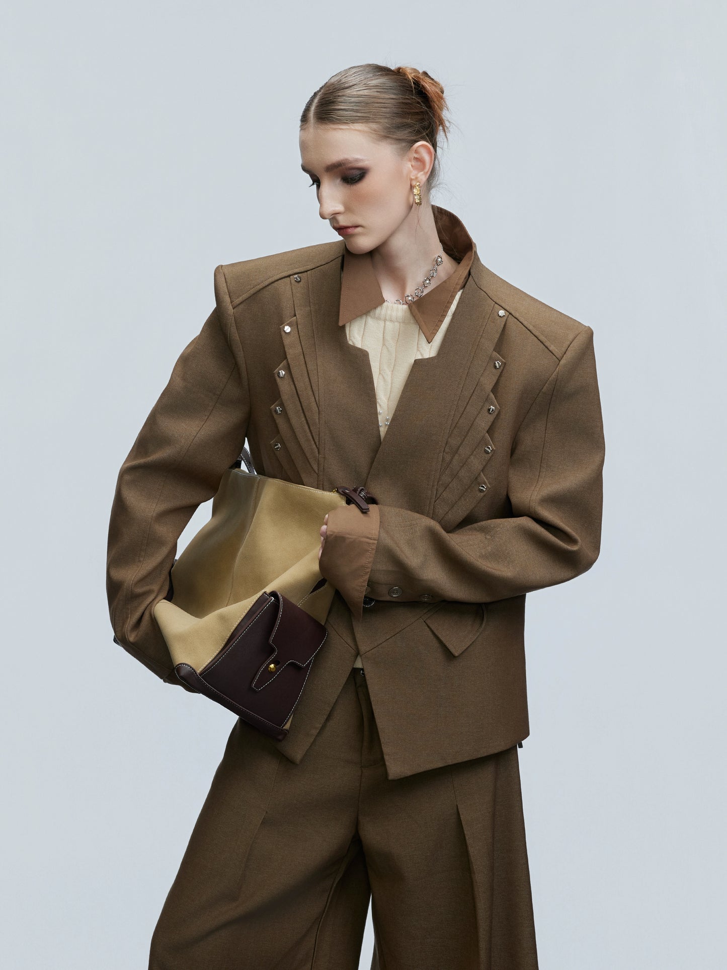 【25s Nov.】Wool Blend Tailored V-neck Suit / Trousers