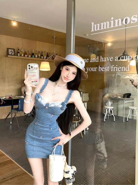【25s Aug.】Denim Strapless Bodycon Mini Dress