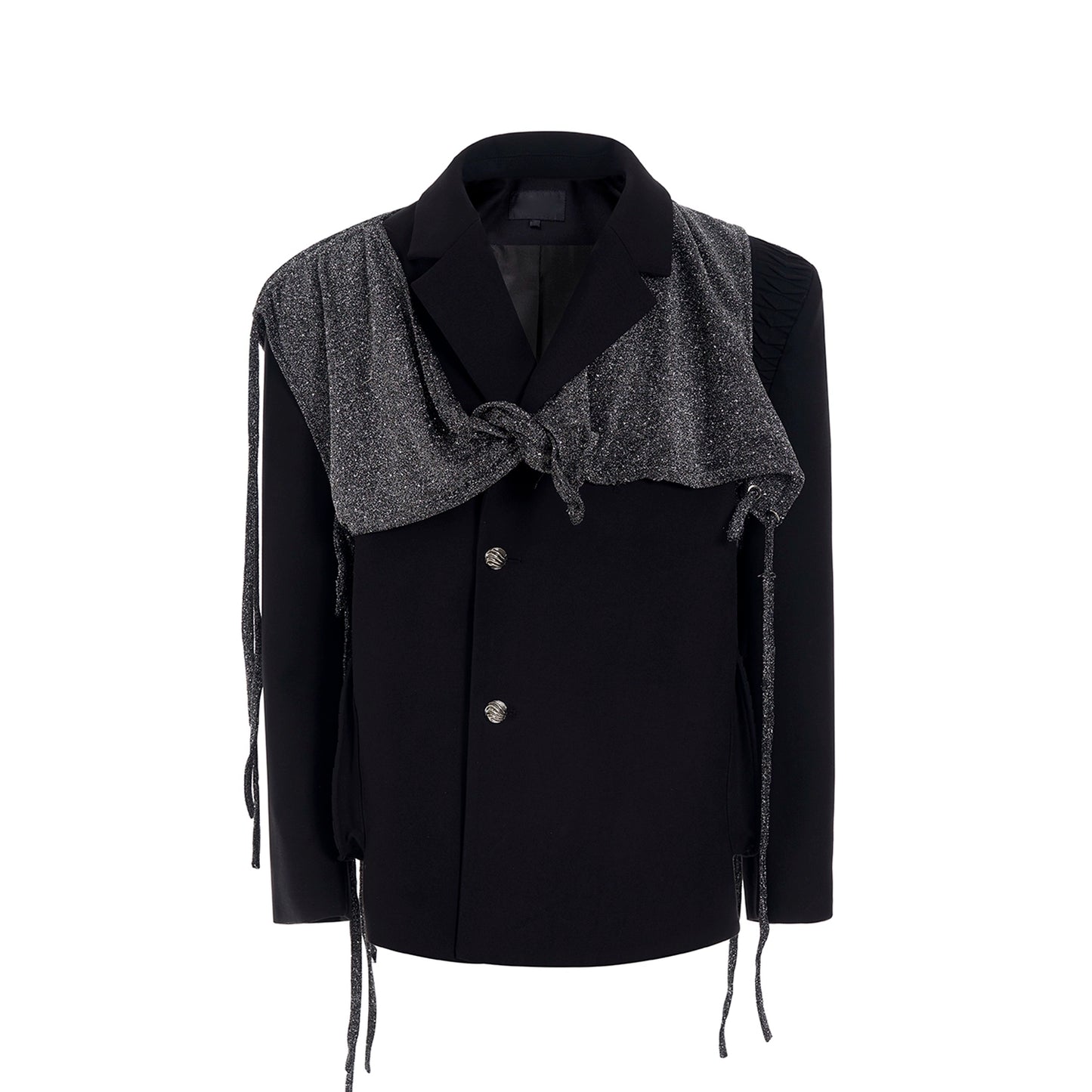 【25s Apr.】Layered Shiny Shawl Blazer