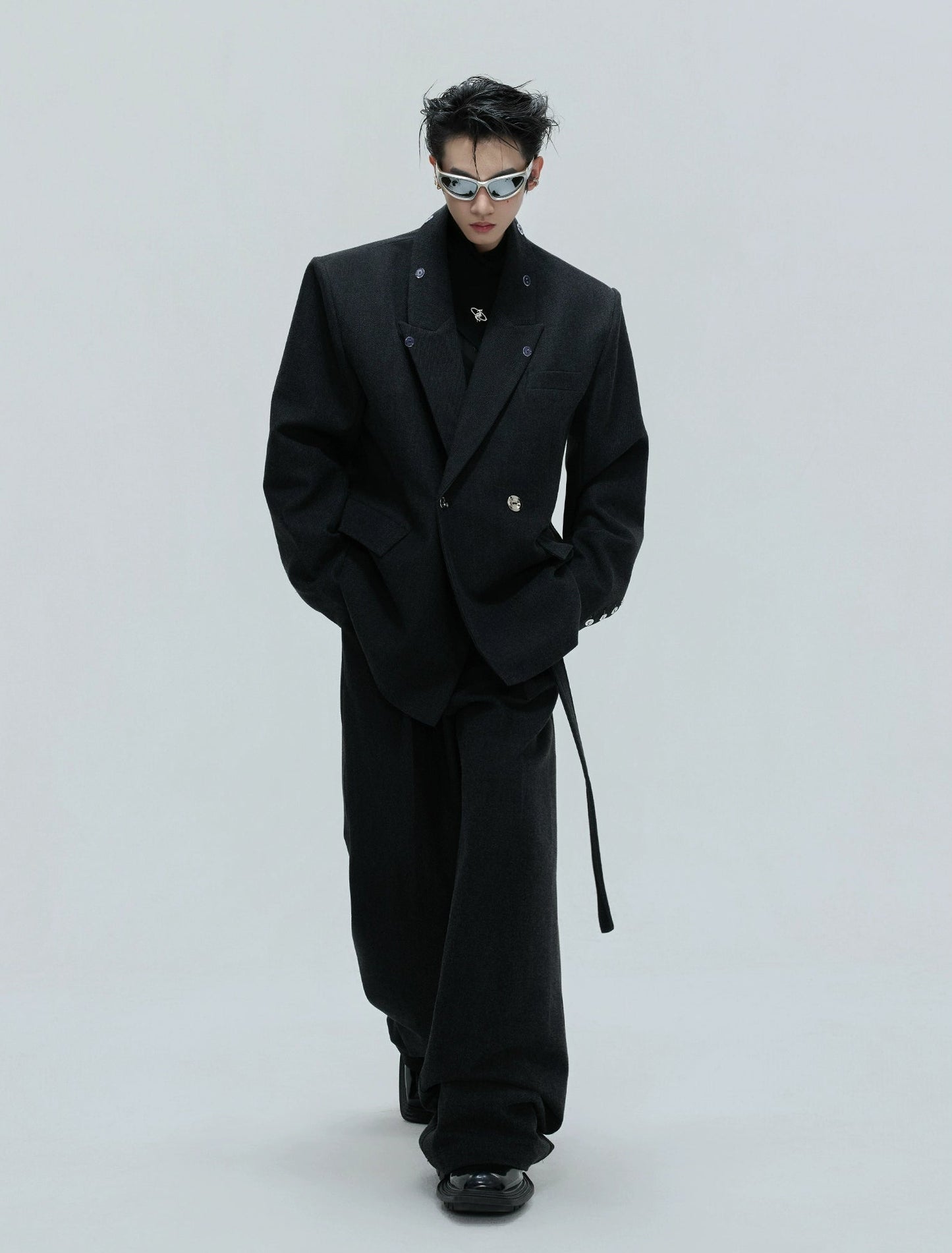 【25s Nov.】Elegant Detachable Fur Collar Wool Suit/Trousers