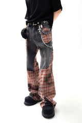 【25s Jul.】Plaid Panel Baggy Jeans
