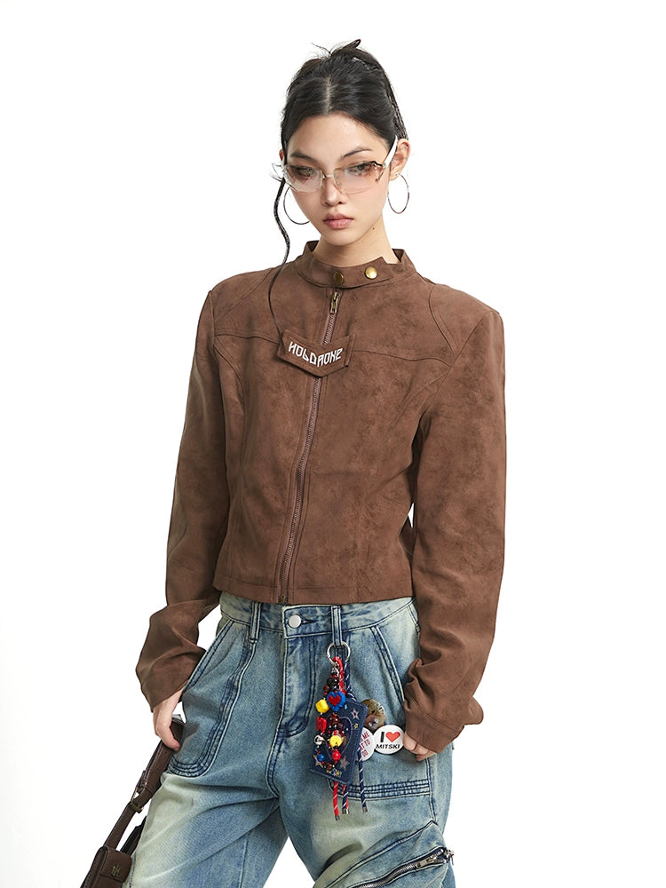 【25s Sep.】Vintage Brown Short Moto Jacket