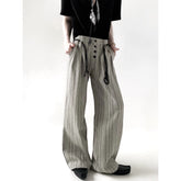 Old Money Striped Button Trousers