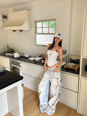 【25s Jul.】 Lace Herringbone Pattern Vest Top