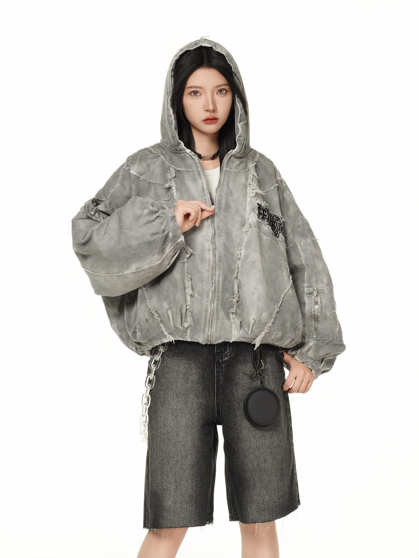 【25s Jul.】Mottled Distressed Striped Cotton Coat