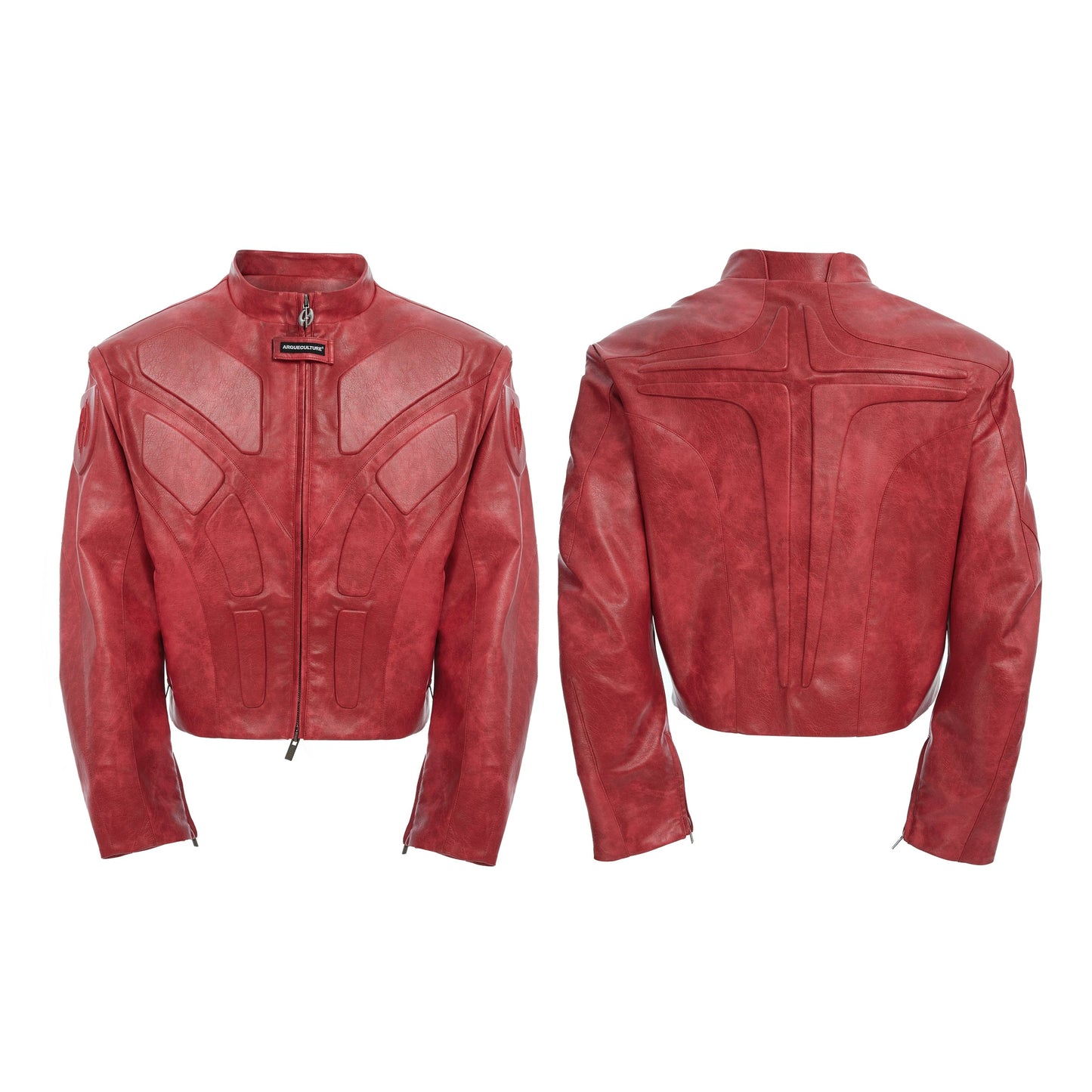 【25s Aug.】3D Relief Motorcycle Armor Leather Jacket