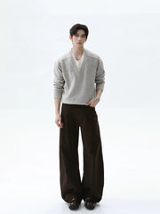 【26s Jan.】Clean-Fit Layered V-Neck Lambswool Knit Sweater