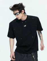 【26s May】Studded Deconstructed Boxy Shoulder Tee