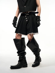 【25s Jul.】Slanted Placket Buttoned Suit Vest/Shorts