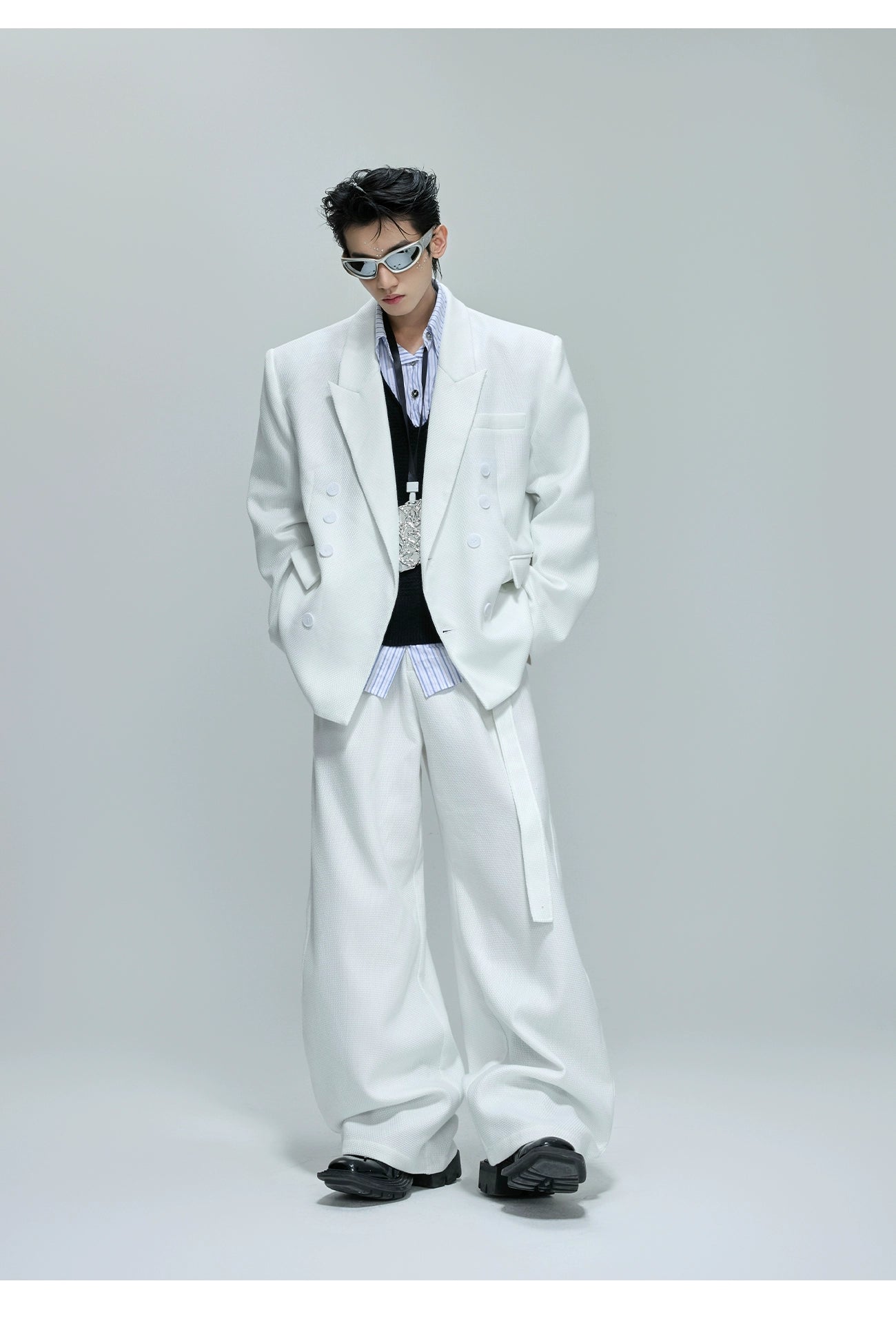 【25s Oct.】Elegant Pearl Honeycomb Design Suit Jacket/Pants