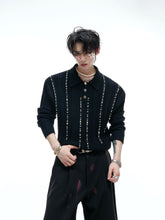 【25s Aug.】Pearl-Embellished Knit Polo Shirt