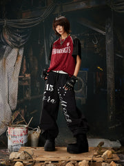 Red Black Contrast Jersey Tee