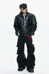 【26s Feb.】Waxed Deconstructed Multi-Zip Stand Collar Leather Jacket