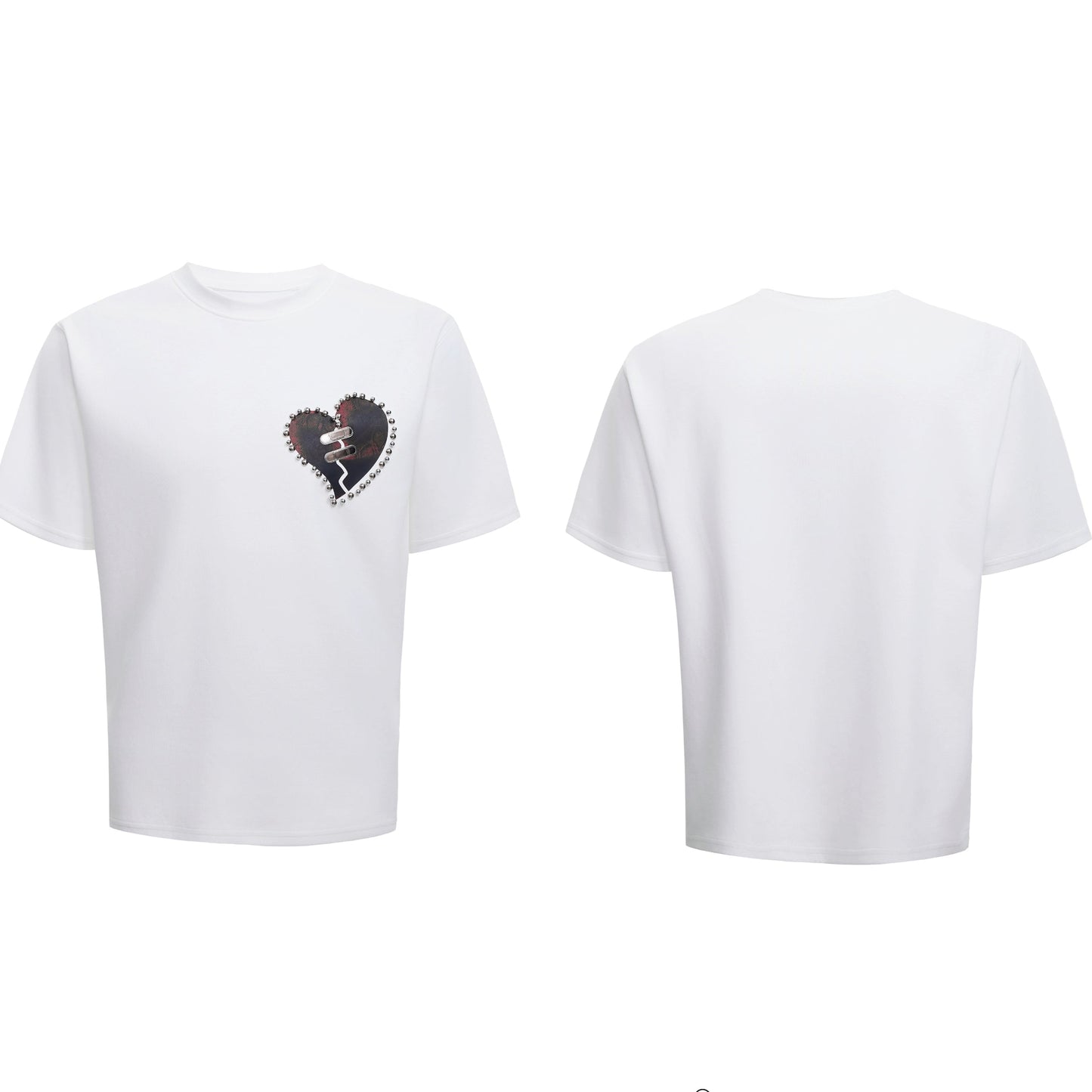 【25s Jul.】Metal Beads Heart Cracks Heavy T-shirt
