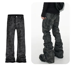 【25s Aug.】Vintage Coated Waxed Flared Jeans