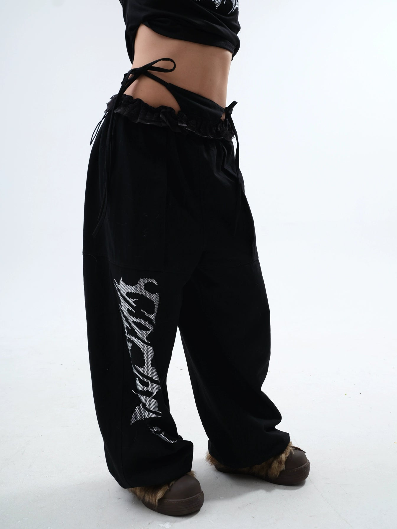 【25s Jul.】Fake Two-piece Lace Ruffled Patchwork Pants