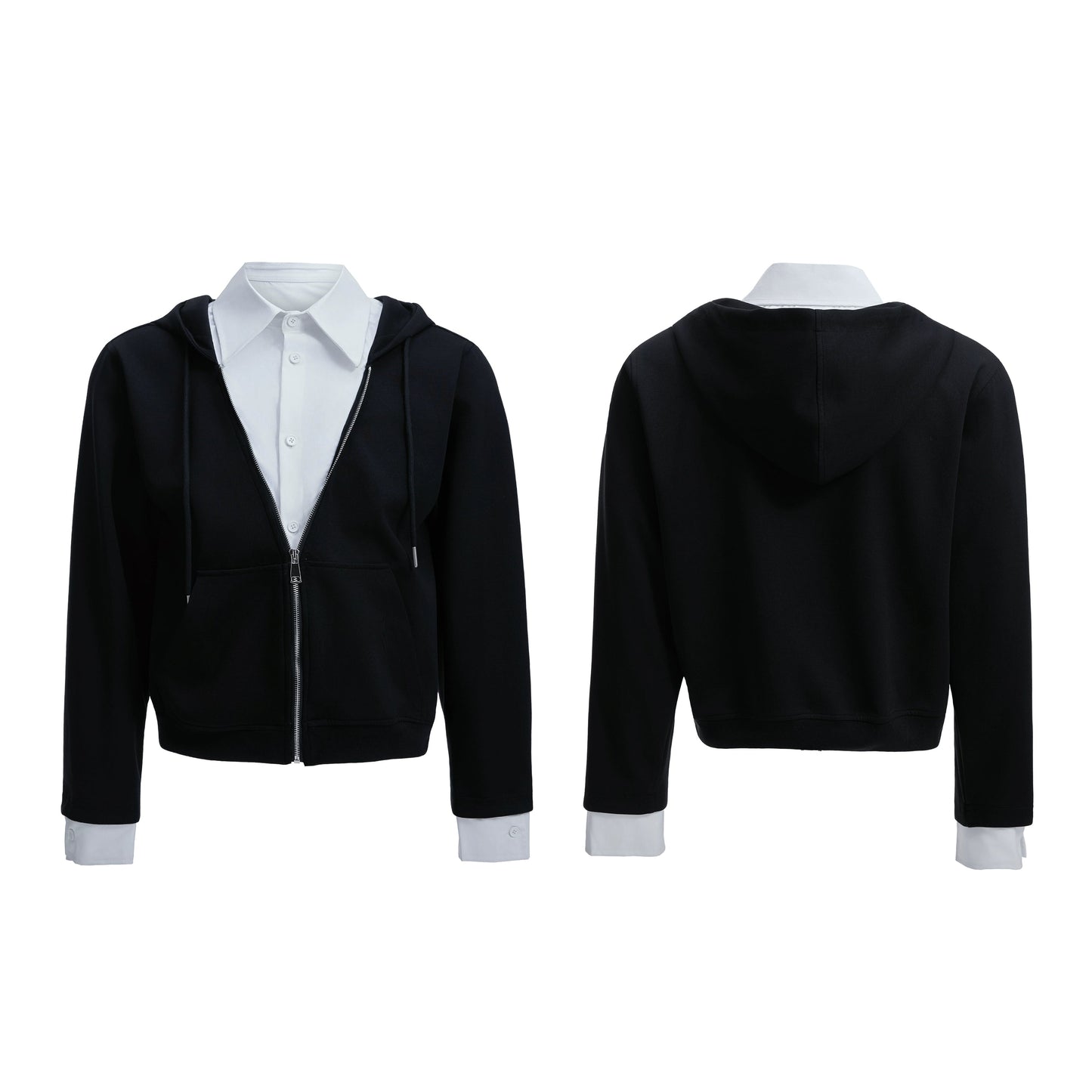 【25s Aug.】Fake Two-piece Shirt Stitching Hooded Sweatshirt/Pants