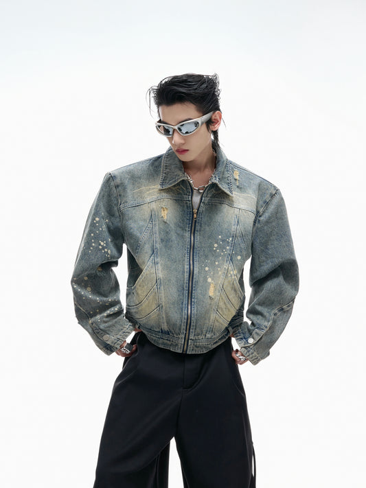 【25s Aug.】Distressed Ripped Short Denim Jacket