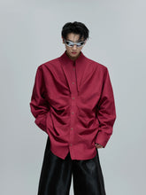 【25s Oct.】French Neckline Multi-layered Pleated Silk Scarf Shirt
